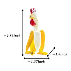 Banana Chicken Statue, Art Hen Garden Sculpture, Funny Animal Creative Decor Resin Rooster Figurines for Garden Patio Lawns Yards Office Indoor, Outdoor, Home Decor-2.75"