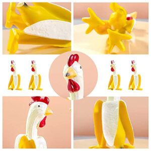 Banana Chicken Statue, Art Hen Garden Sculpture, Funny Animal Creative Decor Resin Rooster Figurines for Garden Patio Lawns Yards Office Indoor, Outdoor, Home Decor-2.75"