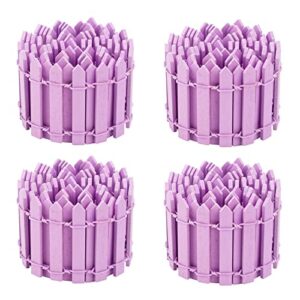 4pcs 35inch long miniature fairy garden fence mini wood picket ornament fence for dollhouse home garden plant pot christmas tree decorations for adult – light purple