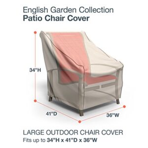 Budge P1W02PM1 English Garden Patio Chair Cover Heavy Duty and Waterproof, Large, Tan Tweed