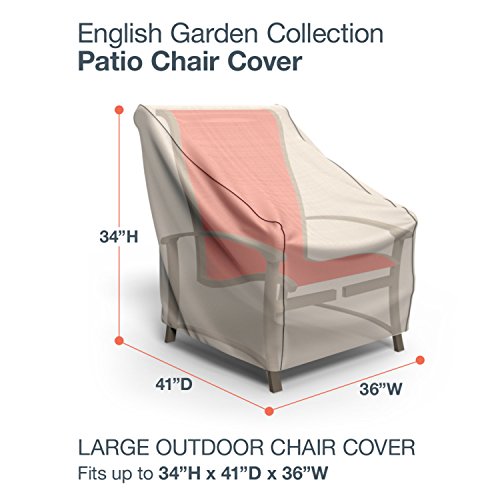 Budge P1W02PM1 English Garden Patio Chair Cover Heavy Duty and Waterproof, Large, Tan Tweed