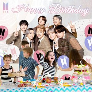 BTS Bangtan Boys Birthday Party Decoration, BTS Party Photo Background 5 x 3 FT and 24Pcs BTS Balloon, BTS Merch Party Backdrop Supplies for Army, Fans