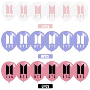 BTS Bangtan Boys Birthday Party Decoration, BTS Party Photo Background 5 x 3 FT and 24Pcs BTS Balloon, BTS Merch Party Backdrop Supplies for Army, Fans