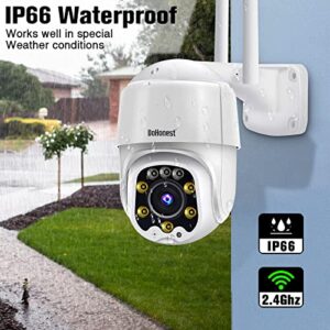 DoHonest Security Camera Outdoor HD 1080P WiFi IP Cam Pan Tilt 360° Surveillance Waterproof Home Security System Motion Detection Auto Tracking 2 Way Audio Night Vision Compatible with Alexa S02