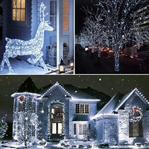 Hopolon 100LED White Christmas String Lights, 33ft Extendable Christmas Lights Outdoor Waterproof, 8 Modes LED White String Lights Indoor for Tree Wedding Party Garden Patio Decoration