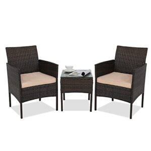abccanopy 3 pieces patio furniture set,rattan wicker conversation set with coffee table,chairs set with seat cushions patio conversation set for garden