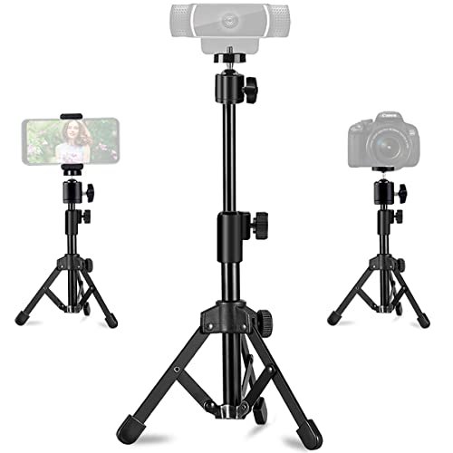 Webcam Tripod Stand Extendable Desktops Tripod for Camera/Phone/Webcam, Desk Tripod Mount Holder Compatible with Logitech Stream Webcam C925e C922x C922 C930e C930 C920 C615 /Camera/iPhone/Ring Light