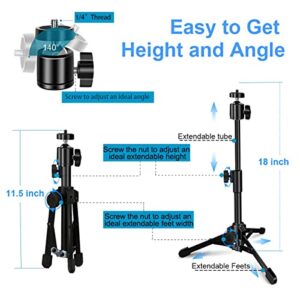 Webcam Tripod Stand Extendable Desktops Tripod for Camera/Phone/Webcam, Desk Tripod Mount Holder Compatible with Logitech Stream Webcam C925e C922x C922 C930e C930 C920 C615 /Camera/iPhone/Ring Light