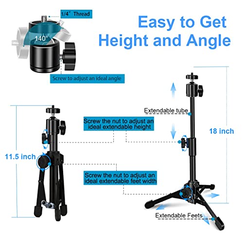 Webcam Tripod Stand Extendable Desktops Tripod for Camera/Phone/Webcam, Desk Tripod Mount Holder Compatible with Logitech Stream Webcam C925e C922x C922 C930e C930 C920 C615 /Camera/iPhone/Ring Light