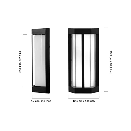 Phenas 10W LED Wall Sconce Light Outdoor Waterproof LED Wall Light Exterior LED Wall Lamp Black for Patio Porch Garden Courtyard Villa Terrace Hallway Stairs Balcony, Cool White