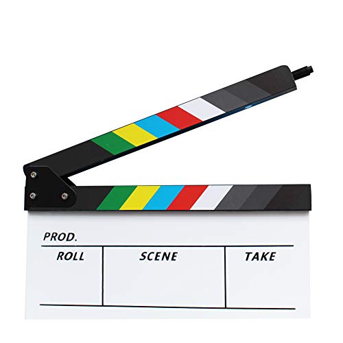 Coolbuy112 Movie Directors Clapboard, Photography Studio Video TV Acrylic Clapper Board Dry Erase Film Slate Cut Action Scene Clapper with a Magnetic Blackboard Eraser and Two Custom Pens