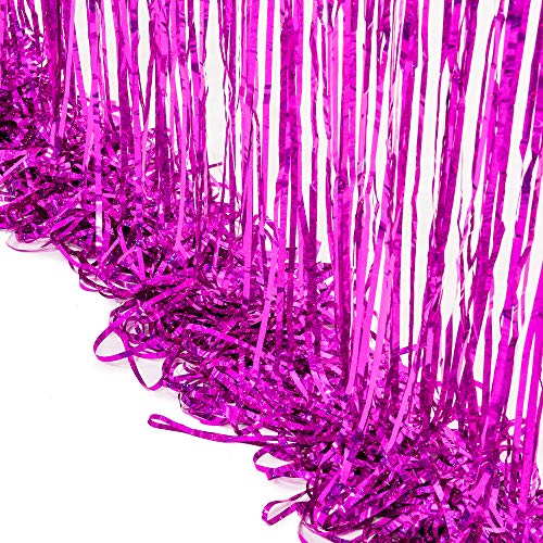 Hot Pink Tinsel Curtain Party Backdrop - GREATRIL Foil Fringe Curtain Photo Booth Streamers for Bachelorette Party Engagement Wedding Party New Years Eve Baby Shower Bridal Shower 2 PCS