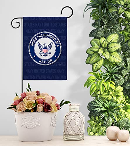 Breeze Decor Proud Grandparent Sailor Garden Flag Armed Forces Navy USN Seabee United State American Military Veteran Retire Official House Banner Small Yard Gift Double-Sided, Made in USA