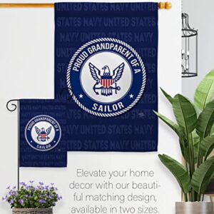 Breeze Decor Proud Grandparent Sailor Garden Flag Armed Forces Navy USN Seabee United State American Military Veteran Retire Official House Banner Small Yard Gift Double-Sided, Made in USA