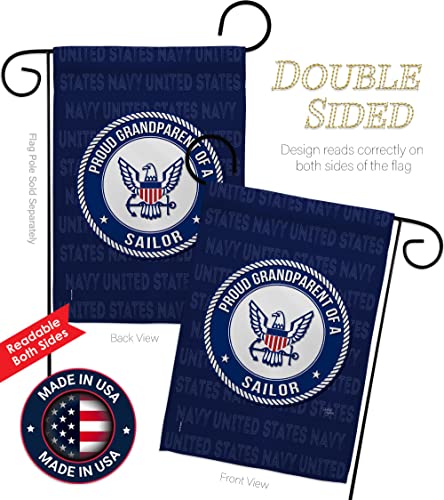 Breeze Decor Proud Grandparent Sailor Garden Flag Armed Forces Navy USN Seabee United State American Military Veteran Retire Official House Banner Small Yard Gift Double-Sided, Made in USA