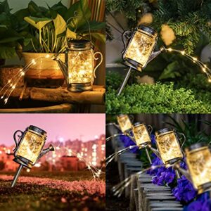 2 Pack Small Outdoor Solar Hanging Lanterns Led Solar Lantern Waterproof for Balcony Garden Courtyard Walkway Patio Decoration (Warm White)