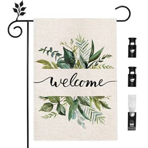 bibury spring floral welcome garden flag 12×18 inch vertical double sided outside decor for lawn yard farmhouse courtyard outdoor decoration, uv fade resistant, easy installation
