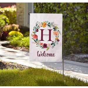 ULOVE LOVE YOURSELF Letter H Garden Flag with Flowers Wreath Double Sided Print Welcome Garden Flags Outdoor House Yard Flags 12.5 x 18 Inch