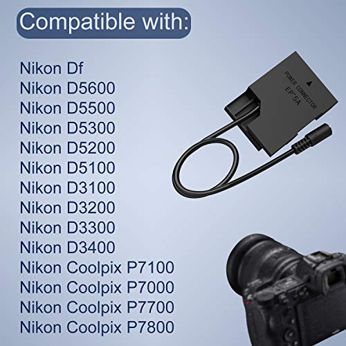 HY1C EP-5A Power Supply Connector EH-5 AC Adapter EN-EL14 Dummy Battery Kit for Nikon D3100 D3200 D3300 D3400 D3500 D5100 D5200 D5300 D5500 D5600 P7000 P7100 P7800 Cameras.