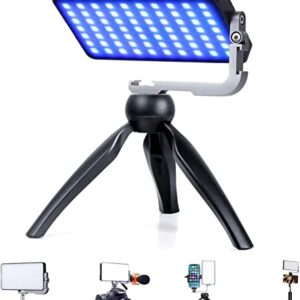 IVISII G2 Pocket RGB Camera Light,32Wh Built-in 4300mAh Rechargeable Battery 360°Full Color Gamut 9 Light Effects,2600-10000K LED Video Light Panel with Aluminum Alloy Body, Adjustable Tripod Stand