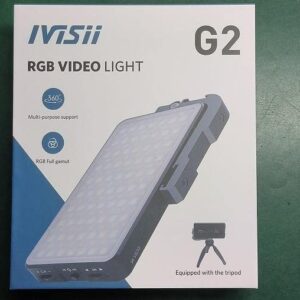 IVISII G2 Pocket RGB Camera Light,32Wh Built-in 4300mAh Rechargeable Battery 360°Full Color Gamut 9 Light Effects,2600-10000K LED Video Light Panel with Aluminum Alloy Body, Adjustable Tripod Stand