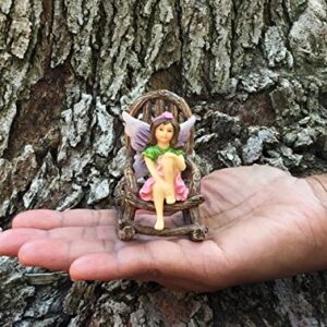 GlitZGlam Emma The Sitting Garden Fairy – a Miniature Fairy Statue for Your Fairy Garden