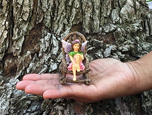 GlitZGlam Emma The Sitting Garden Fairy – a Miniature Fairy Statue for Your Fairy Garden