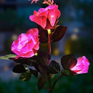 solar rose garden lights, yard decorations solar flower lights, waterproof solar rose lamp for garden patio yard pathway decoration, christmas rose gift (1 pack)