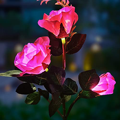 Solar Rose Garden Lights, Yard Decorations Solar Flower Lights, Waterproof Solar Rose Lamp for Garden Patio Yard Pathway Decoration, Christmas Rose Gift (1 Pack)