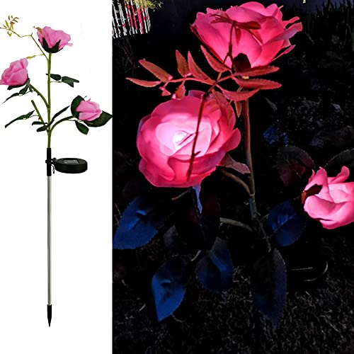 Solar Rose Garden Lights, Yard Decorations Solar Flower Lights, Waterproof Solar Rose Lamp for Garden Patio Yard Pathway Decoration, Christmas Rose Gift (1 Pack)