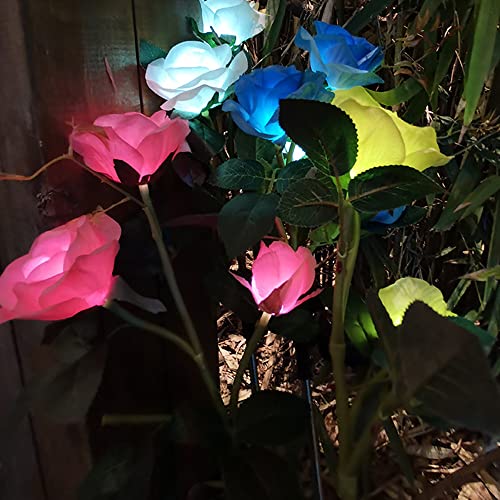 Solar Rose Garden Lights, Yard Decorations Solar Flower Lights, Waterproof Solar Rose Lamp for Garden Patio Yard Pathway Decoration, Christmas Rose Gift (1 Pack)