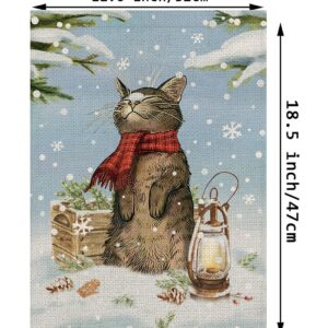 Winter Garden Flag Cat Garden Flag Christmas Holiday Farmhouse Decorations Burlap Burlap Vertical Double Sided Yard Outdoor Decor 12.5 x 18 Inch