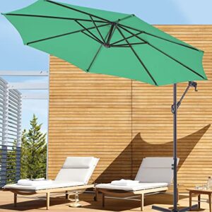 viney 10ft patio offset umbrellas cantilever umbrella, large outdoor umbrella w/infinite tilt, waterproof uv protection & cross base for backyard, poolside, lawn and garden (mint green)
