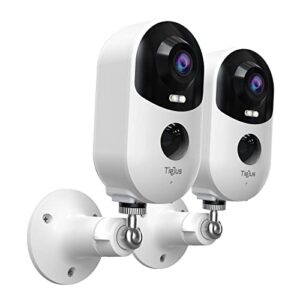 tiejus 2k cameras for home security 2 pack, wireless security camera outdoor with motion detection, 2 way talk, color night vision, siren indoor camera, ip66 weatherproof surveillance camera, cloud/sd