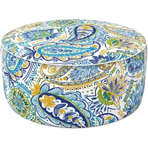 lvtxiii indoor/outdoor inflatable ottoman, all weather round footrest stool d21”x h9”, portable for patio garden camping or home-paisley blue