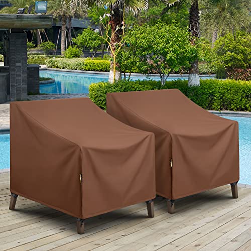 Arcedo Patio Chair Covers 33 Inch and Patio Sofa Cover 60 Inch, Heavy Duty Waterproof Patio Furniture Sofa and Chair Covers with 4 Straps, Brown