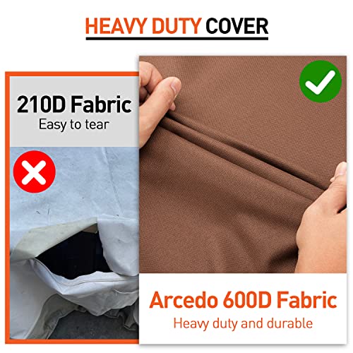 Arcedo Patio Chair Covers 33 Inch and Patio Sofa Cover 60 Inch, Heavy Duty Waterproof Patio Furniture Sofa and Chair Covers with 4 Straps, Brown