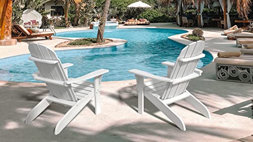 Vobelta Adirondack Chair, Premium Poly Lumber, Heavy Duty, Weatherproof, Recyclable Plastic, Outdoor Garden Patio Poolside Adirondack Chairs, Classic Collection (White)