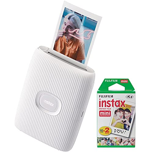 Fujifilm Instax Mini Link Instant Smartphone Printer (ASH) with Instax Film Pack (2 Items)