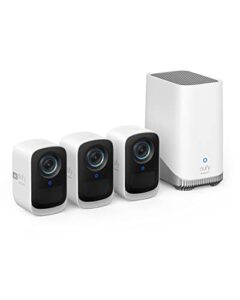eufy security eufycam 3c 3-cam kit, security camera outdoor wireless, 4k camera, expandable local storage up to 16tb, face recognition ai, spotlight, color night vision, no monthly fee