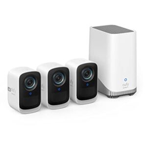 eufy security eufyCam 3C 3-Cam Kit, Security Camera Outdoor Wireless, 4K Camera, Expandable Local Storage up to 16TB, Face Recognition AI, Spotlight, Color Night Vision, No Monthly Fee