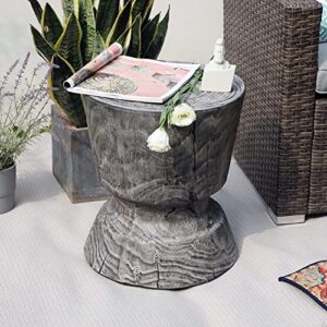 yangming 14.6 inch weather resistant concrete, small round end lightweight side table for outdoor indoor patio yard balcony garden, grey