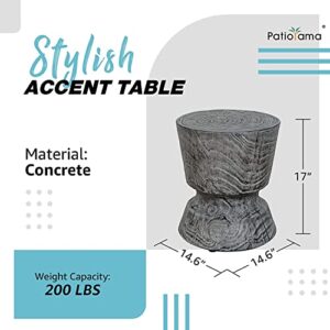 Yangming 14.6 Inch Weather Resistant Concrete, Small Round End Lightweight Side Table for Outdoor Indoor Patio Yard Balcony Garden, Grey