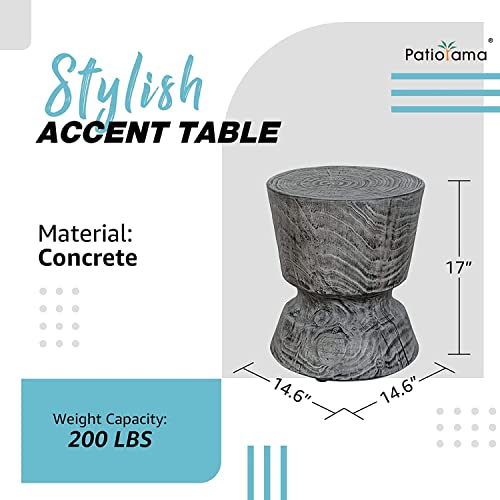 Yangming 14.6 Inch Weather Resistant Concrete, Small Round End Lightweight Side Table for Outdoor Indoor Patio Yard Balcony Garden, Grey