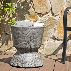 Yangming 14.6 Inch Weather Resistant Concrete, Small Round End Lightweight Side Table for Outdoor Indoor Patio Yard Balcony Garden, Grey