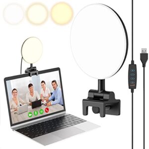 video conference lighting, 4.0″ ring light for computer laptop monitor, small clip on laptop ring lights for video calls, remote working, zoom meetings, live streaming, online teaching, interview