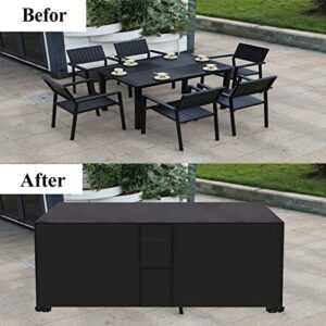 HUHJYUGE Patio Furniture Covers Waterproof 102x53x32in, Garden Furniture Covers Rectangle, Outdoor Dining Table Cover Dustproof, with Air Vent Windproof Buckles All Weather Protection