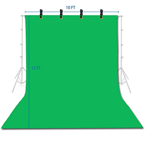 EMART 10 X 12ft Green Screen Backdrop, Chromakey Photo Backdrop Seamless Muslin Cloth Fabric for Recording, Photography Studio, Steaming, Zoom Meeting
