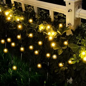 makytwow solar garden lights, outdoor waterproof, solar powered firefly lights, warm white garden decorations lights for path landscape 4pack
