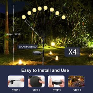 MAKYTWOW Solar Garden Lights, Outdoor Waterproof, Solar Powered Firefly Lights, Warm White Garden Decorations Lights for Path Landscape 4Pack